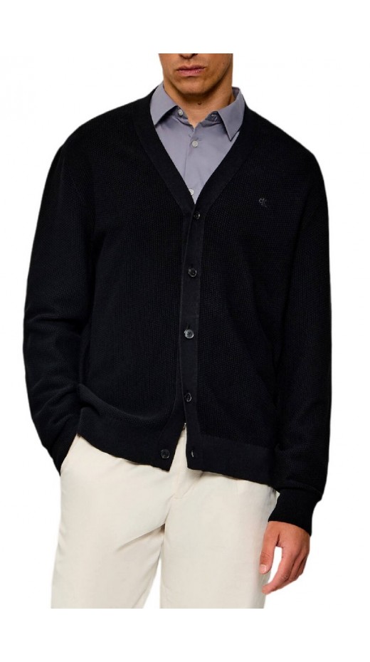 CALVIN KLEIN TEXTURED COTTON CARDIGAN 12GG ΖΑΚΕΤΑ ΠΛΕΚΤΗ ΑΝΔΡΙΚΗ BLACK