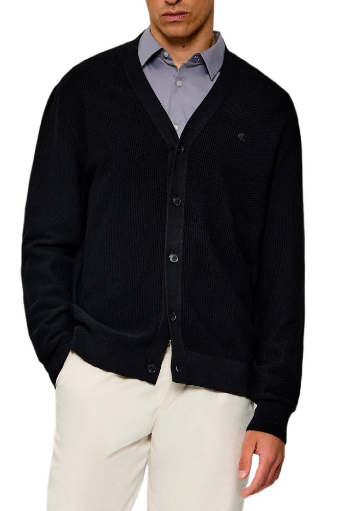 CALVIN KLEIN TEXTURED COTTON CARDIGAN 12GG ΖΑΚΕΤΑ ΠΛΕΚΤΗ ΑΝΔΡΙΚΗ BLACK