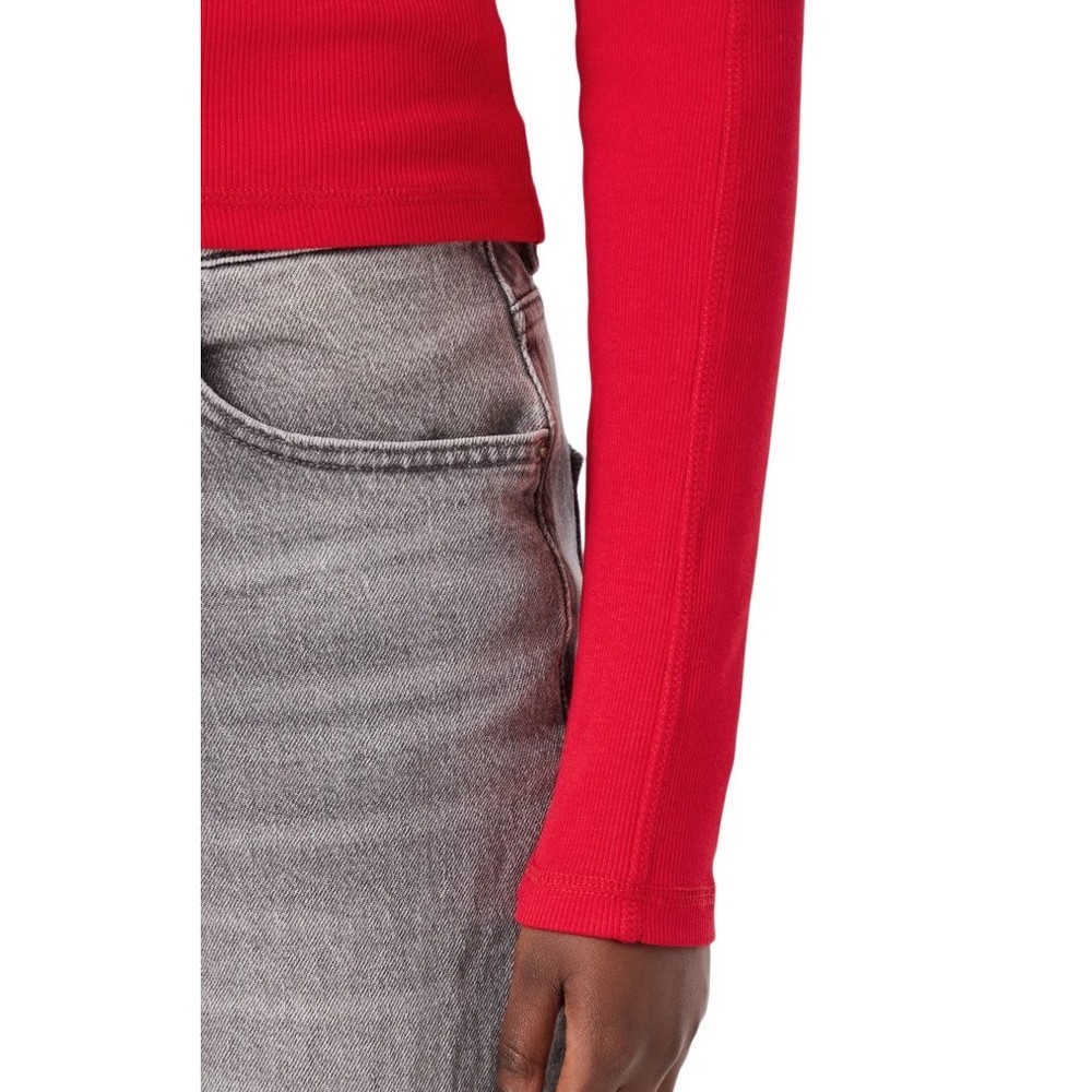 TOMMY JEANS SLIM RIB LS MOCK BADGE ΜΠΛΟΥΖΑ ΓΥΝΑΙΚΕΙΑ RED