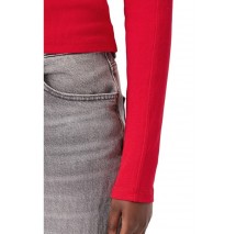 TOMMY JEANS SLIM RIB LS MOCK BADGE ΜΠΛΟΥΖΑ ΓΥΝΑΙΚΕΙΑ RED