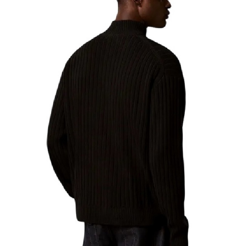 CALVIN KLEIN JEANS VERTICAL TEXTURE CTTN FZ SWTR ΖΑΚΕΤΑ ΠΛΕΚΤΗ ΑΝΔΡΙΚΗ BLACK