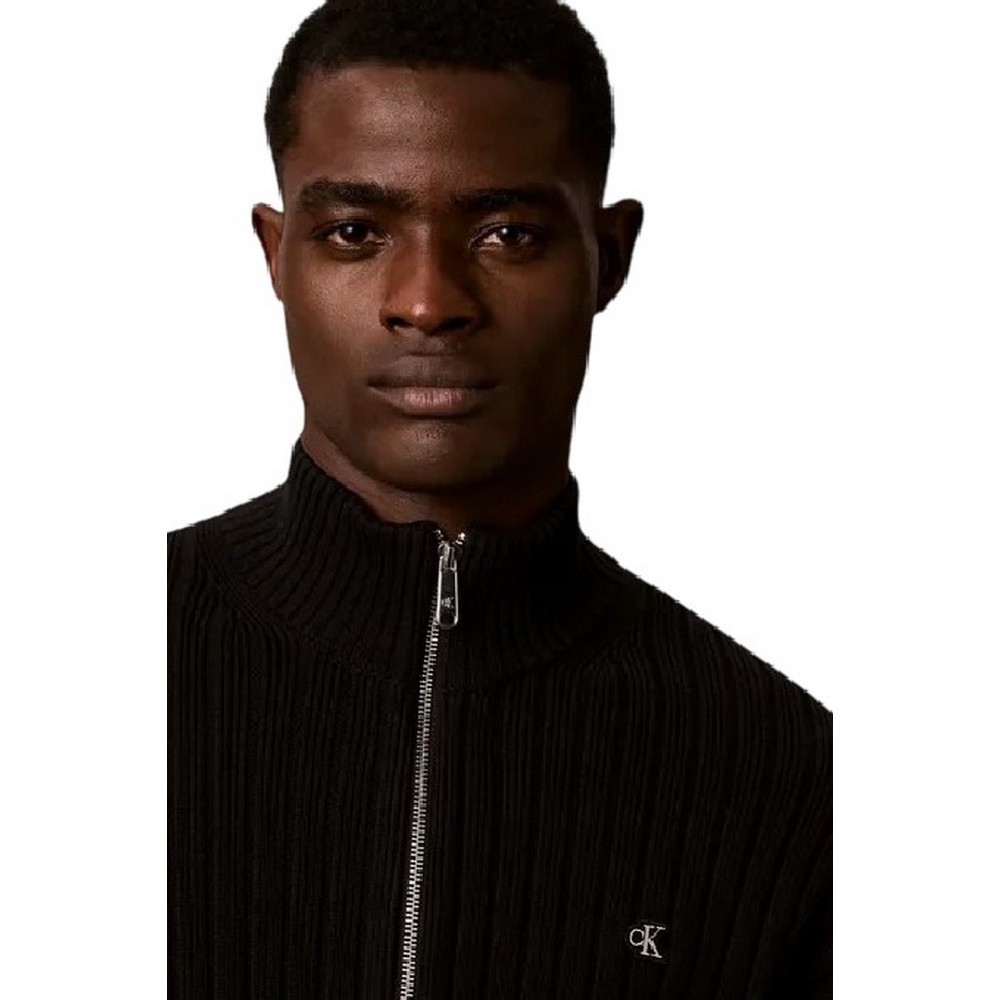 CALVIN KLEIN JEANS VERTICAL TEXTURE CTTN FZ SWTR ΖΑΚΕΤΑ ΠΛΕΚΤΗ ΑΝΔΡΙΚΗ BLACK