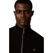 CALVIN KLEIN JEANS VERTICAL TEXTURE CTTN FZ SWTR ΖΑΚΕΤΑ ΠΛΕΚΤΗ ΑΝΔΡΙΚΗ BLACK