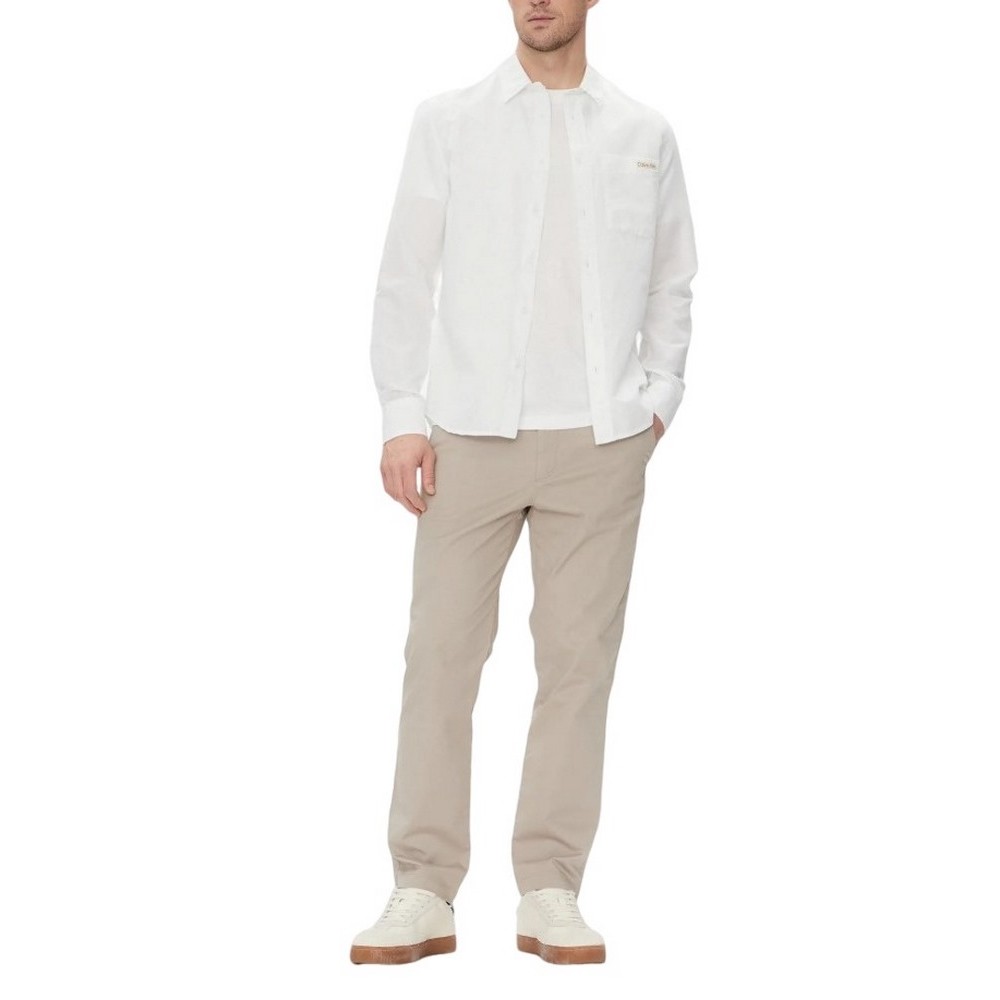 CALVIN KLEIN JEANS LINEN COTTON SHIRT ΠΟΥΚΑΜΙΣΟ ΑΝΔΡΙΚΟ BRIGHT WHITE