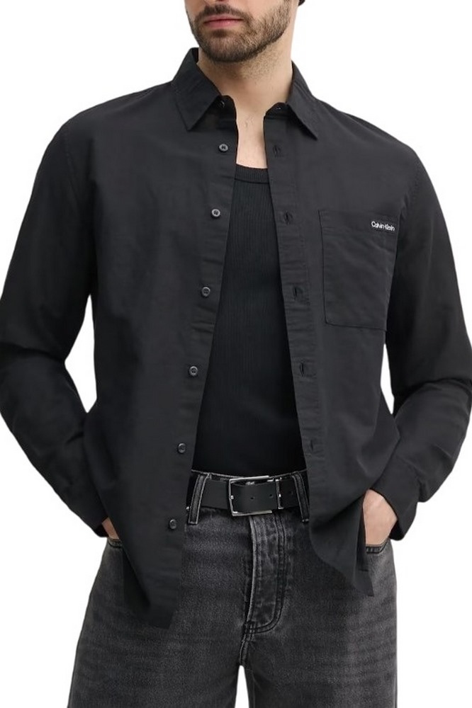 CALVIN KLEIN JEANS LINEN COTTON SHIRT ΠΟΥΚΑΜΙΣΟ ΑΝΔΡΙΚΟ BLACK