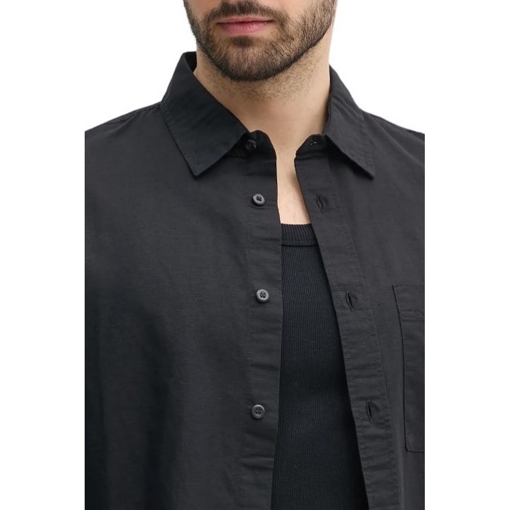 CALVIN KLEIN JEANS LINEN COTTON SHIRT ΠΟΥΚΑΜΙΣΟ ΑΝΔΡΙΚΟ BLACK