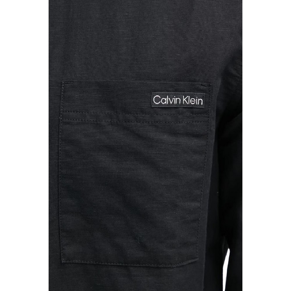 CALVIN KLEIN JEANS LINEN COTTON SHIRT ΠΟΥΚΑΜΙΣΟ ΑΝΔΡΙΚΟ BLACK