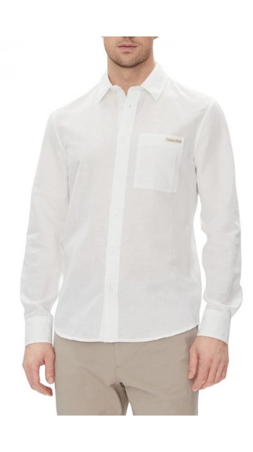 CALVIN KLEIN JEANS LINEN COTTON SHIRT ΠΟΥΚΑΜΙΣΟ ΑΝΔΡΙΚΟ BRIGHT WHITE