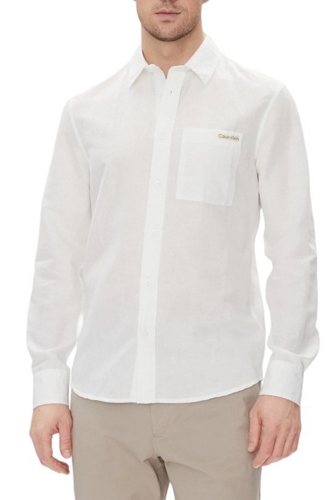 CALVIN KLEIN JEANS LINEN COTTON SHIRT ΠΟΥΚΑΜΙΣΟ ΑΝΔΡΙΚΟ BRIGHT WHITE