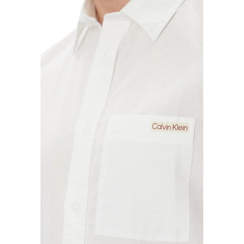 CALVIN KLEIN JEANS LINEN COTTON SHIRT ΠΟΥΚΑΜΙΣΟ ΑΝΔΡΙΚΟ BRIGHT WHITE