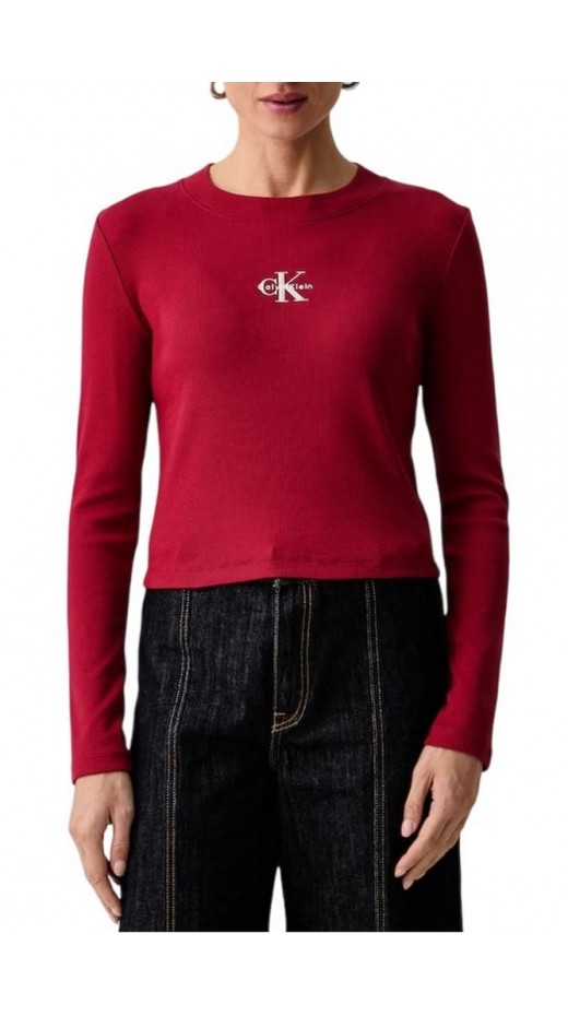CALVIN KLEIN JEANS A MONOGRAM BABY TEE ΜΠΛΟΥΖΑ ΜΑΚΡΥΜΑΝΙΚΗ ΓΥΝΑΙΚΕΙΑ RED