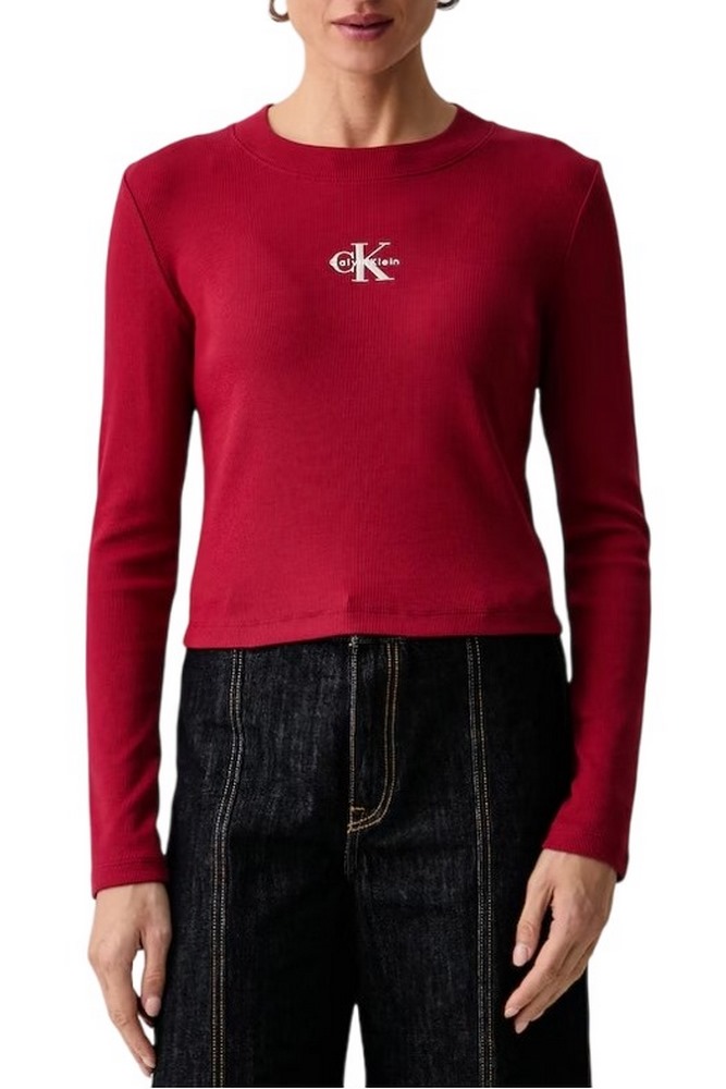 CALVIN KLEIN JEANS A MONOGRAM BABY TEE ΜΠΛΟΥΖΑ ΜΑΚΡΥΜΑΝΙΚΗ ΓΥΝΑΙΚΕΙΑ RED