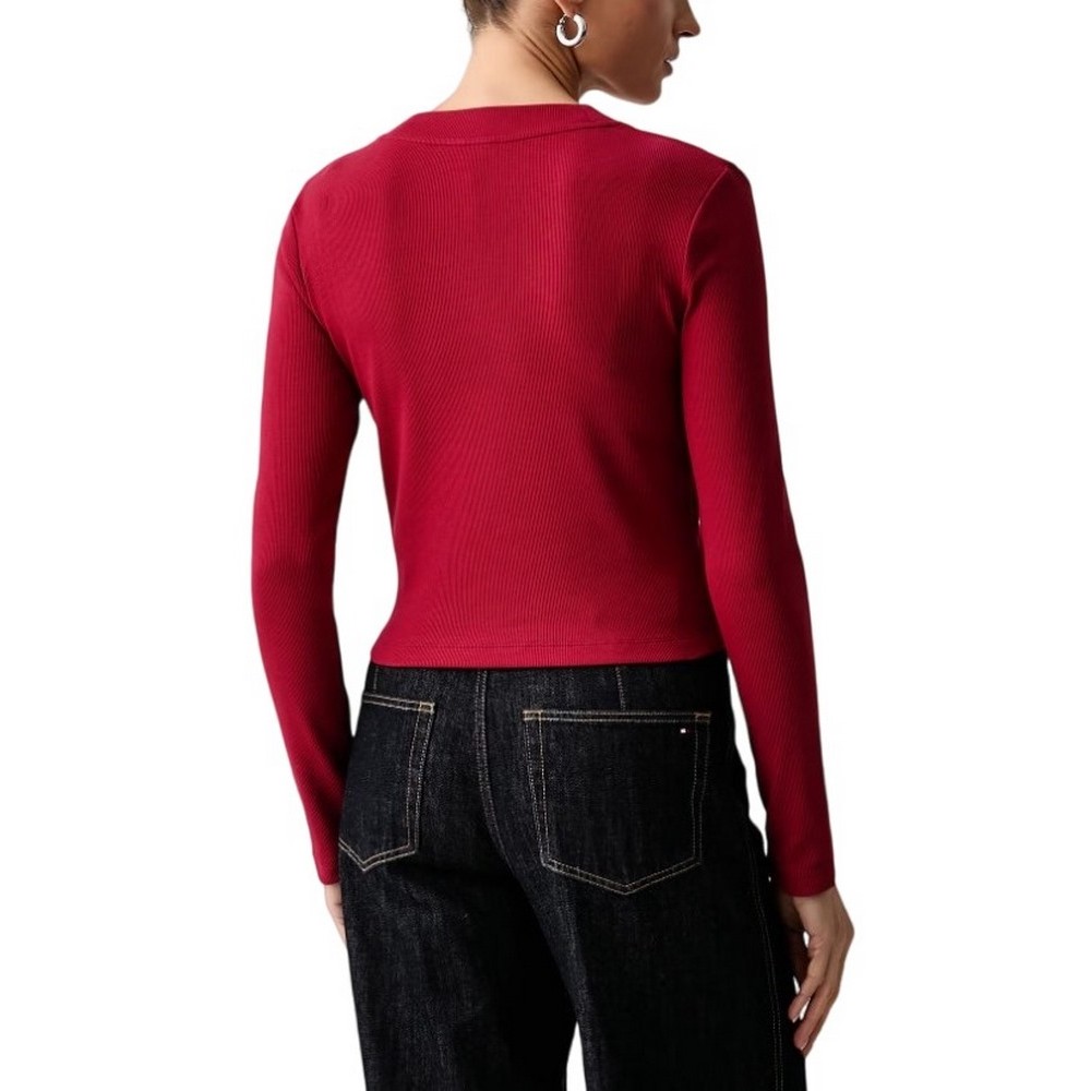 CALVIN KLEIN JEANS A MONOGRAM BABY TEE ΜΠΛΟΥΖΑ ΜΑΚΡΥΜΑΝΙΚΗ ΓΥΝΑΙΚΕΙΑ RED