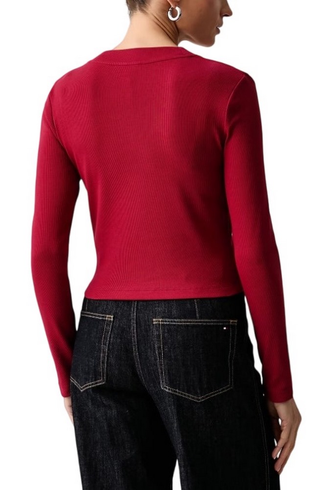 CALVIN KLEIN JEANS A MONOGRAM BABY TEE ΜΠΛΟΥΖΑ ΜΑΚΡΥΜΑΝΙΚΗ ΓΥΝΑΙΚΕΙΑ RED