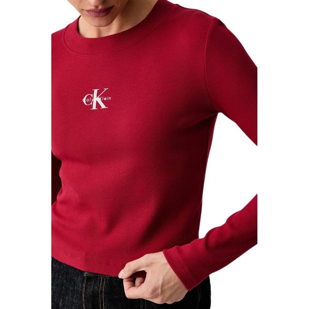 CALVIN KLEIN JEANS A MONOGRAM BABY TEE ΜΠΛΟΥΖΑ ΜΑΚΡΥΜΑΝΙΚΗ ΓΥΝΑΙΚΕΙΑ RED