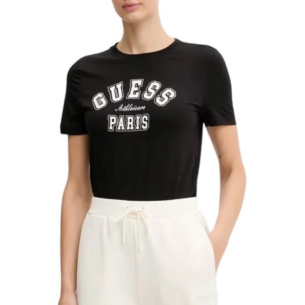 GUESS ANITA CN T-SHIRT ΜΠΛΟΥΖΑ ΓΥΝΑΙΚΕΙΑ BLACK