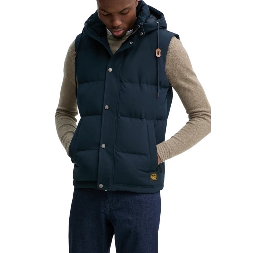 SUPERDRY D2 OVIN EVEREST HOODED PUFFER GILET ΜΠΟΥΦΑΝ ΑΝΔΡΙΚΟ DEEP NAVY