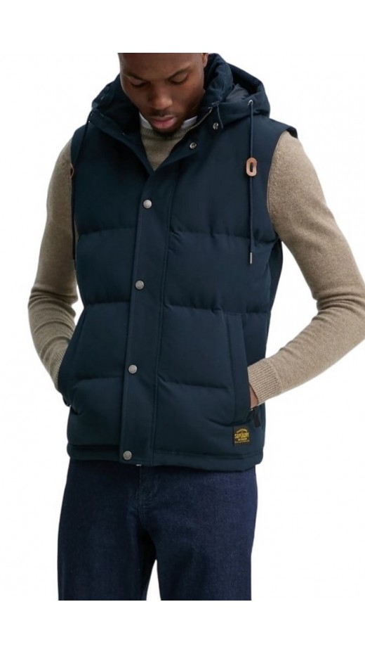 SUPERDRY D2 OVIN EVEREST HOODED PUFFER GILET ΜΠΟΥΦΑΝ ΑΝΔΡΙΚΟ DEEP NAVY