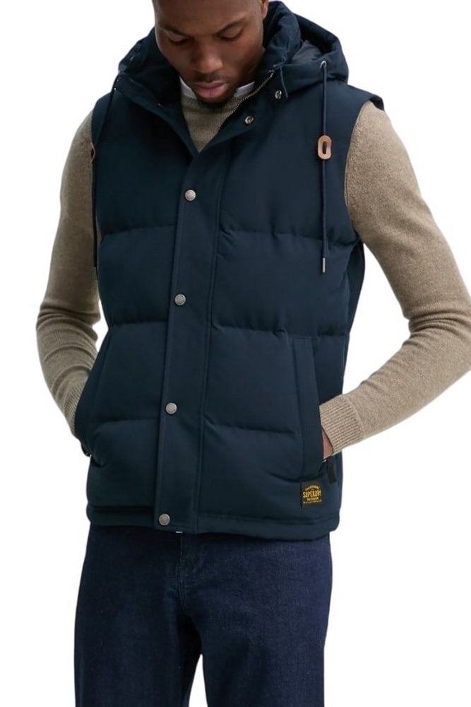 SUPERDRY D2 OVIN EVEREST HOODED PUFFER GILET ΜΠΟΥΦΑΝ ΑΝΔΡΙΚΟ DEEP NAVY