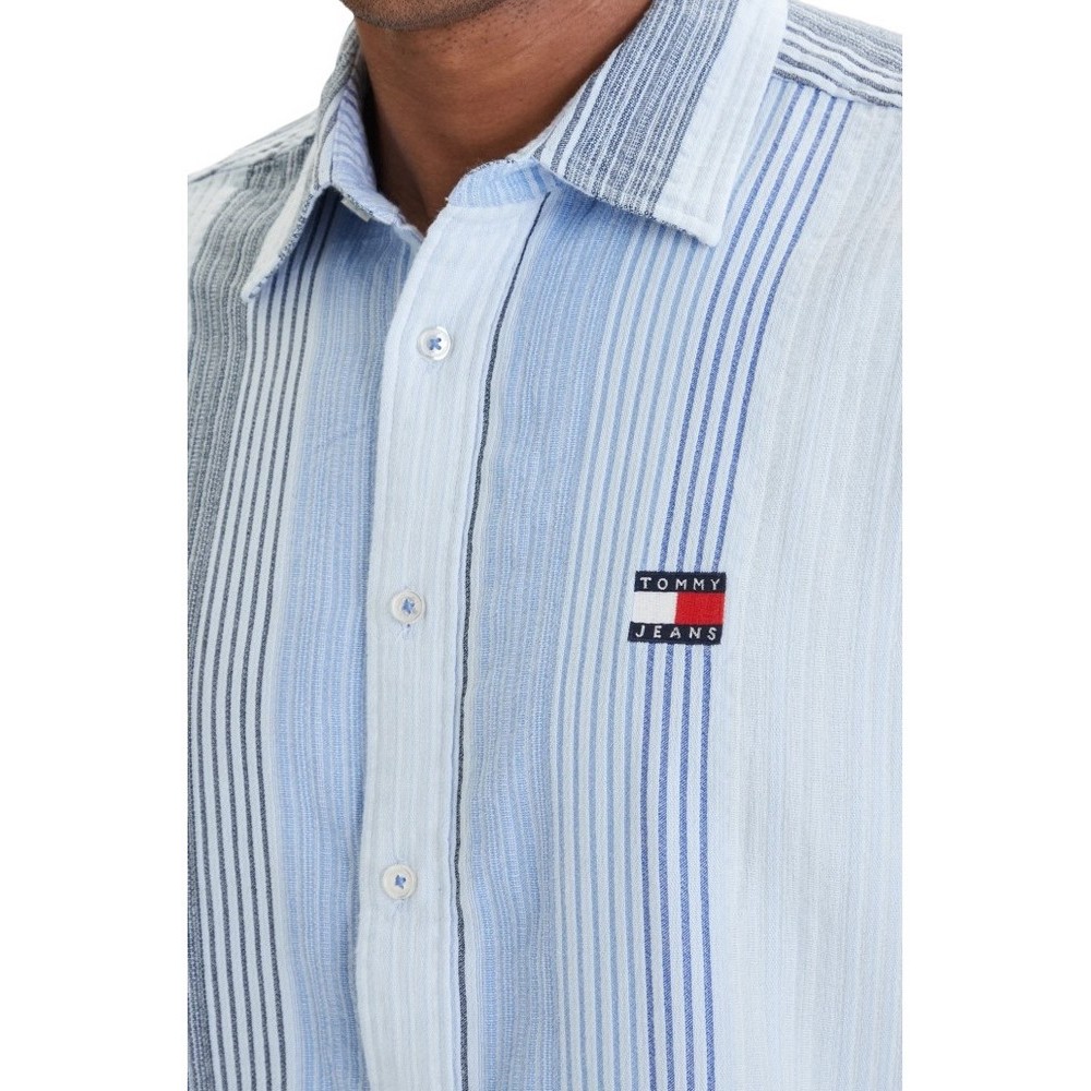 TOMMY JEANS RLX STRIPE SHIRT EXT ΠΟΥΚΑΜΙΣΟ ΚΟΝΤΟΜΑΝΙΚΟ ΑΝΔΡΙΚΟ CIEL