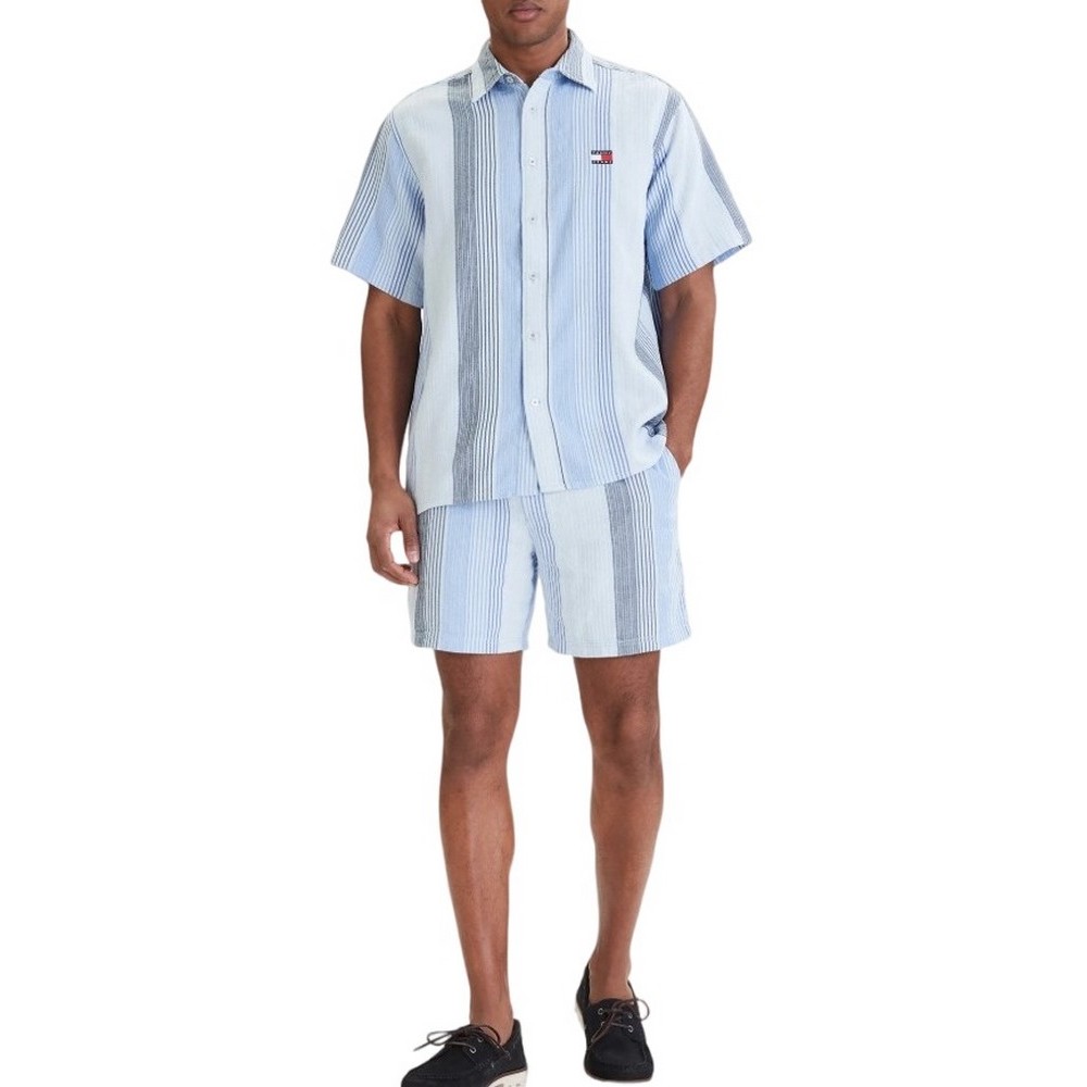 TOMMY JEANS RLX STRIPE SHIRT EXT ΠΟΥΚΑΜΙΣΟ ΚΟΝΤΟΜΑΝΙΚΟ ΑΝΔΡΙΚΟ CIEL