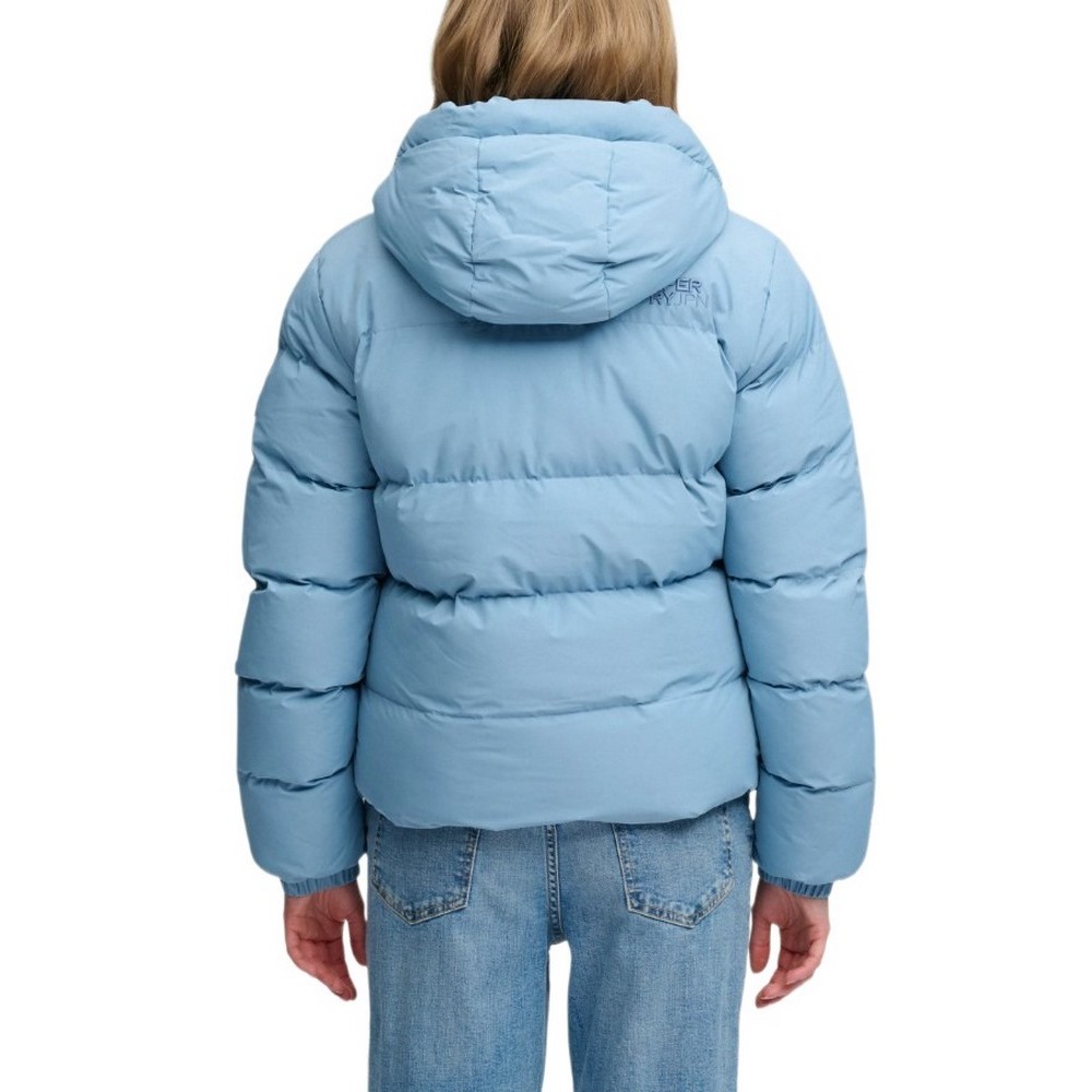 SUPERDRY HOODED SPORTS PUFFER JACKET ΜΠΟΥΦΑΝ ΓΥΝΑΙΚΕΙΟ CIEL