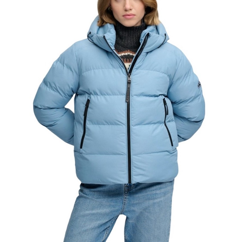 SUPERDRY HOODED SPORTS PUFFER JACKET ΜΠΟΥΦΑΝ ΓΥΝΑΙΚΕΙΟ CIEL