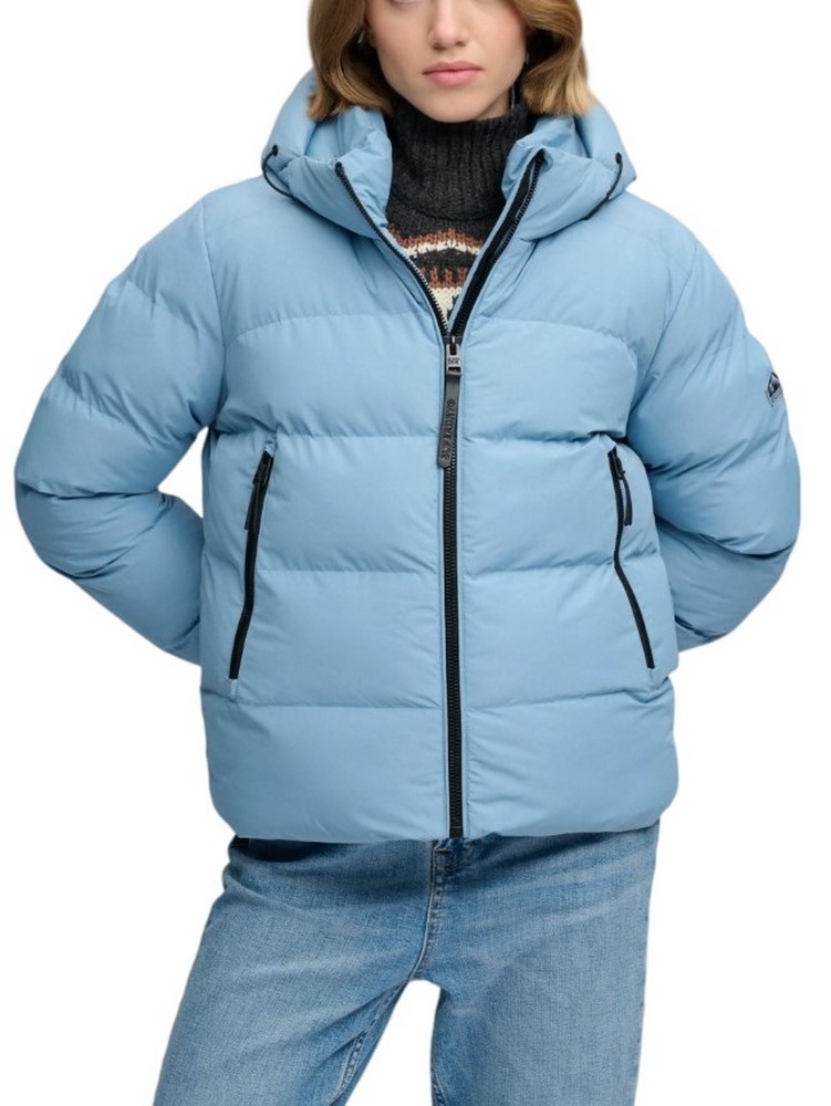 SUPERDRY HOODED SPORTS PUFFER JACKET ΜΠΟΥΦΑΝ ΓΥΝΑΙΚΕΙΟ CIEL