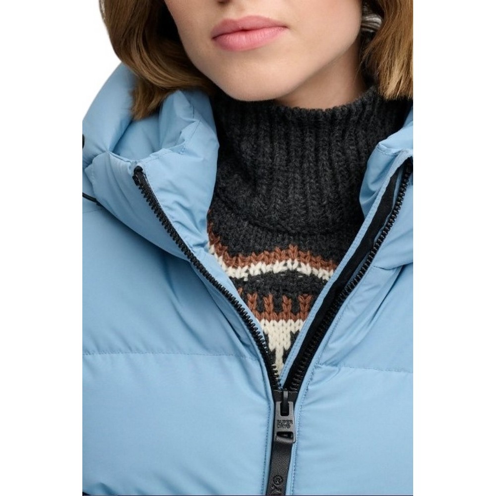 SUPERDRY HOODED SPORTS PUFFER JACKET ΜΠΟΥΦΑΝ ΓΥΝΑΙΚΕΙΟ CIEL