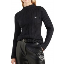 CALVIN KLEIN JEANS WOVEN LABEL TNECK SWEATER ΜΠΛΟΥΖΑ ΠΛΕΚΤΗ ΓΥΝΑΙΚΕΙΑ BLACK