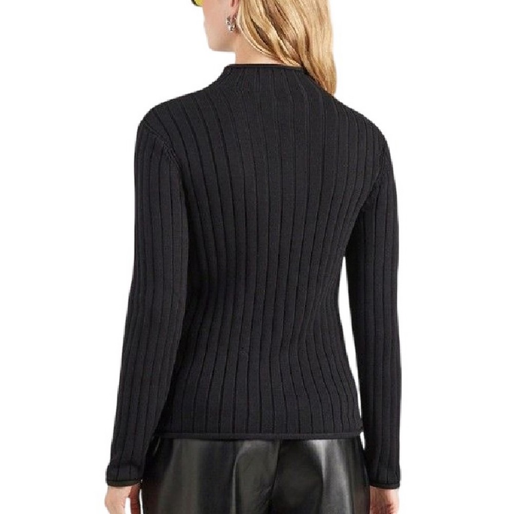 CALVIN KLEIN JEANS WOVEN LABEL TNECK SWEATER ΜΠΛΟΥΖΑ ΠΛΕΚΤΗ ΓΥΝΑΙΚΕΙΑ BLACK