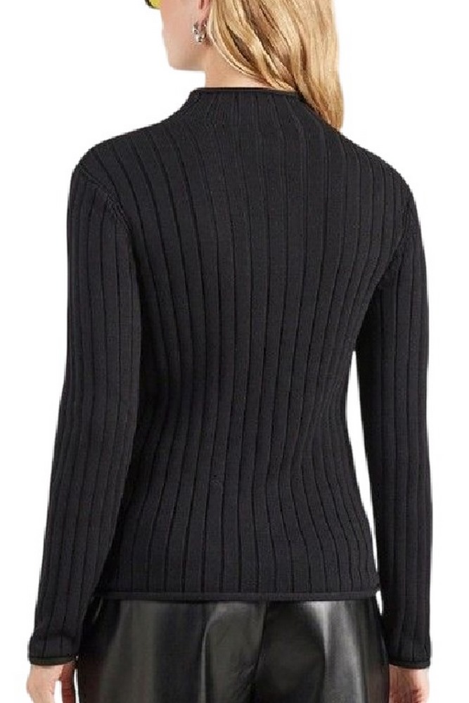 CALVIN KLEIN JEANS WOVEN LABEL TNECK SWEATER ΜΠΛΟΥΖΑ ΠΛΕΚΤΗ ΓΥΝΑΙΚΕΙΑ BLACK