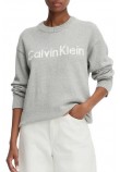 CALVIN KLEIN JEANS CONTRAST LOGO LS SWEATER ΜΠΛΟΥΖΑ ΠΛΕΚΤΗ ΓΥΝΑΙΚΕΙΑ GREY