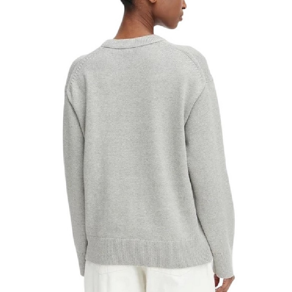 CALVIN KLEIN JEANS CONTRAST LOGO LS SWEATER ΜΠΛΟΥΖΑ ΠΛΕΚΤΗ ΓΥΝΑΙΚΕΙΑ GREY