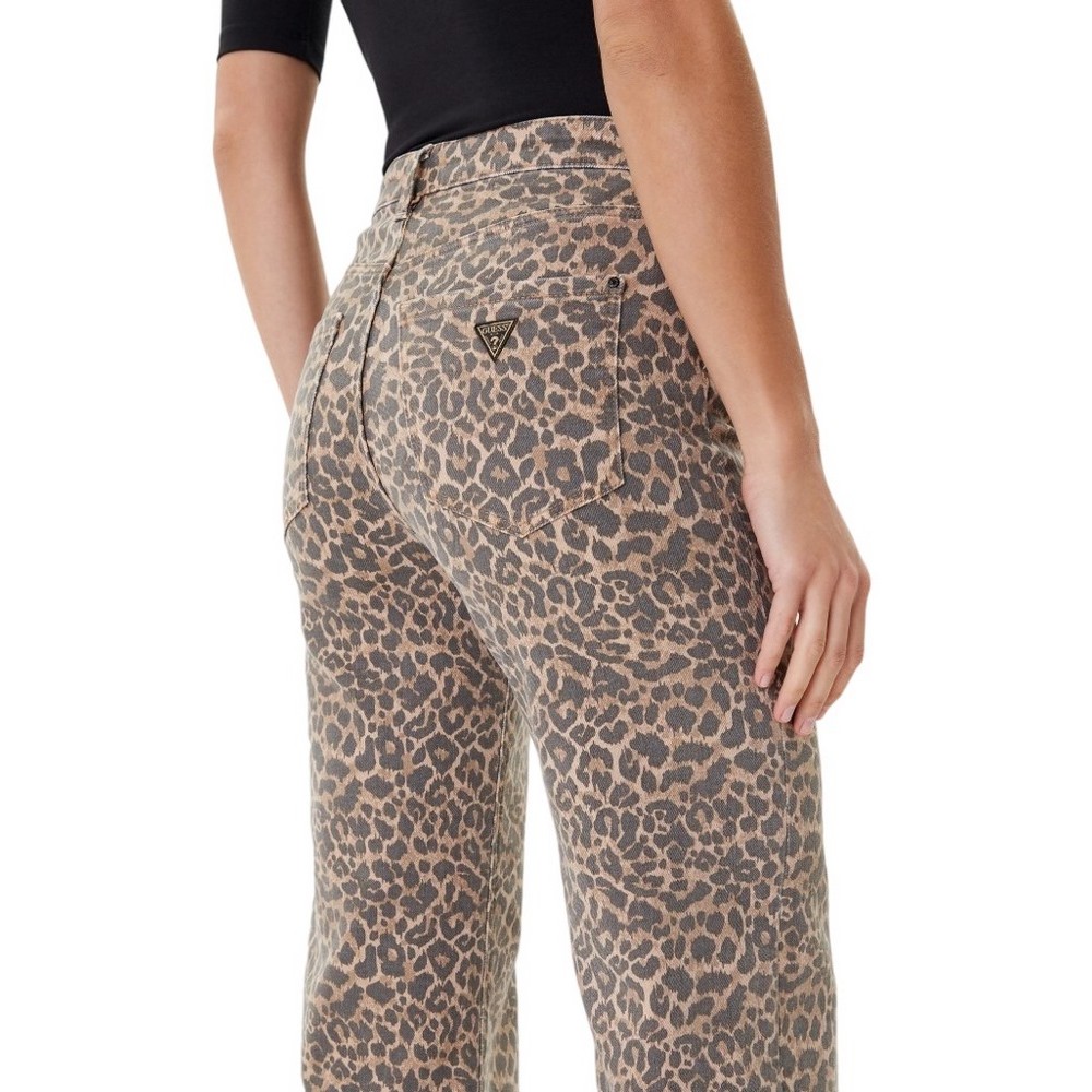 GUESS MARRONE WIDE LEG W5YA1AWHFP2 ΠΑΝΤΕΛΟΝΙ ΓΥΝΑΙΚΕΙΟ LEOPARD PRINT