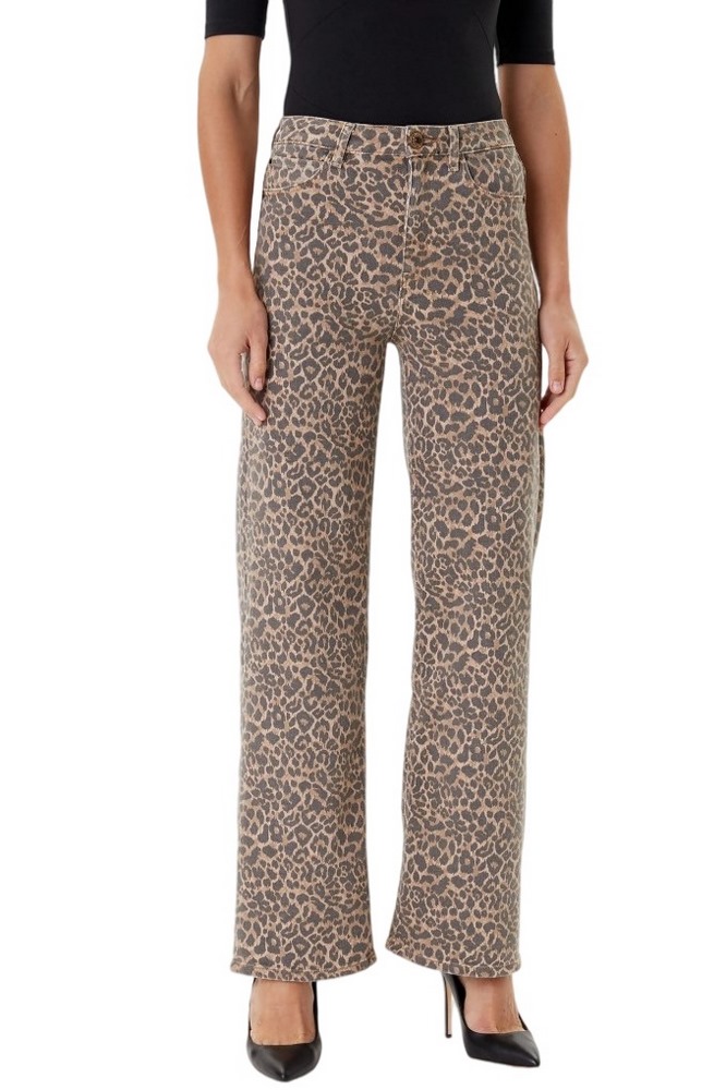 GUESS MARRONE WIDE LEG W5YA1AWHFP2 ΠΑΝΤΕΛΟΝΙ ΓΥΝΑΙΚΕΙΟ LEOPARD PRINT