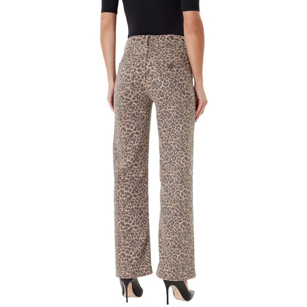 GUESS MARRONE WIDE LEG W5YA1AWHFP2 ΠΑΝΤΕΛΟΝΙ ΓΥΝΑΙΚΕΙΟ LEOPARD PRINT