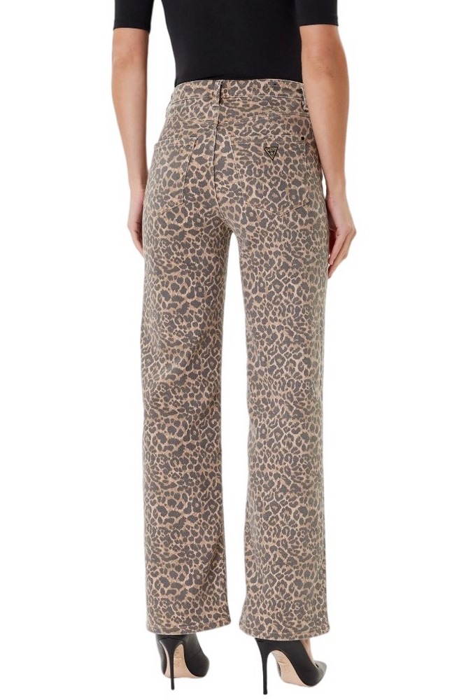 GUESS MARRONE WIDE LEG W5YA1AWHFP2 ΠΑΝΤΕΛΟΝΙ ΓΥΝΑΙΚΕΙΟ LEOPARD PRINT
