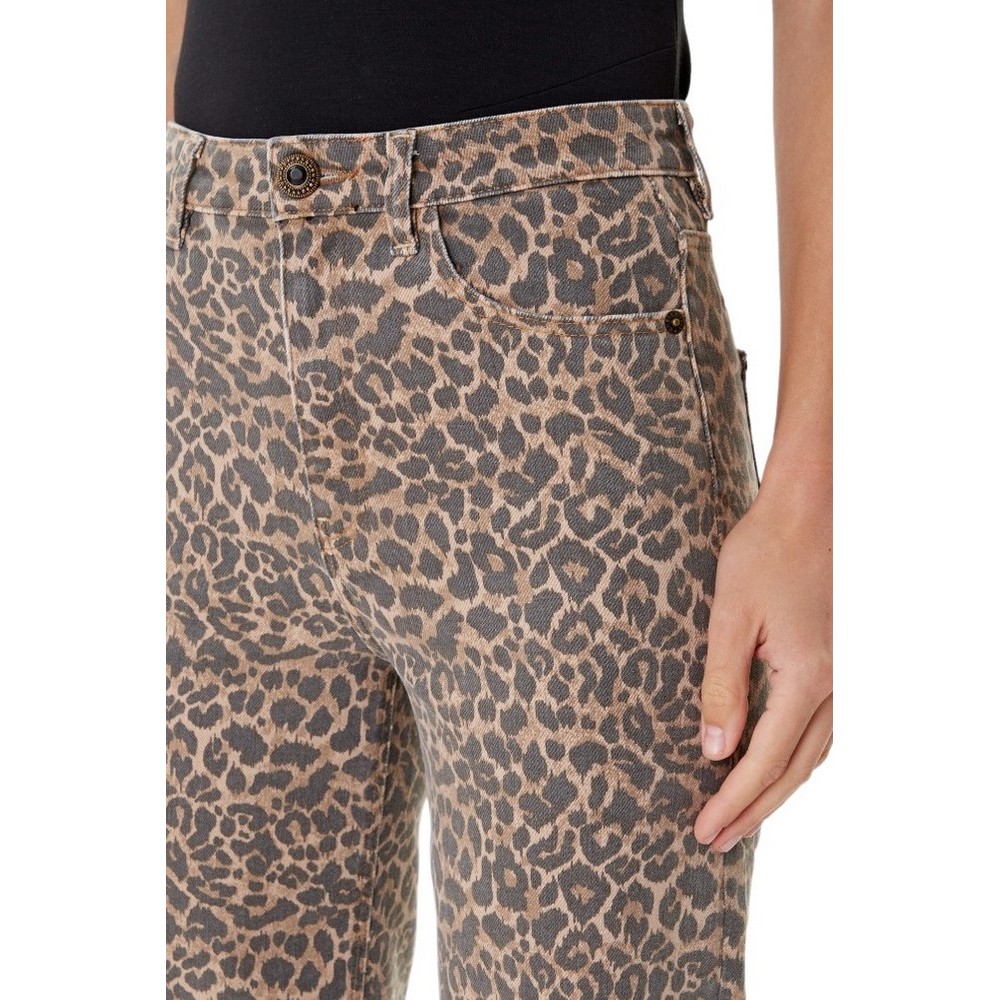 GUESS MARRONE WIDE LEG W5YA1AWHFP2 ΠΑΝΤΕΛΟΝΙ ΓΥΝΑΙΚΕΙΟ LEOPARD PRINT