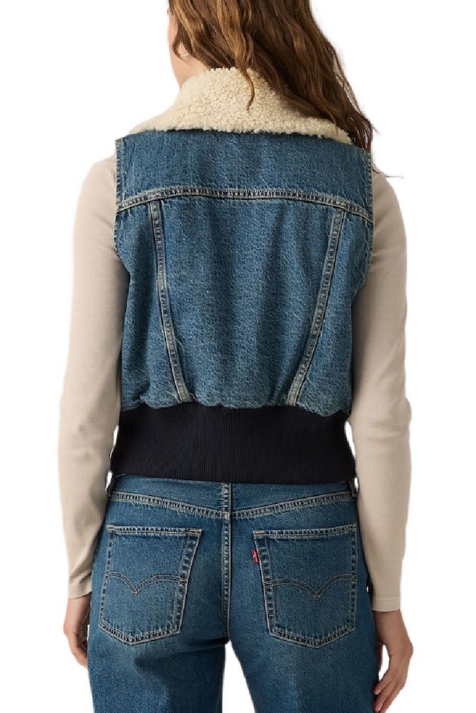 LEVIS TINY SHERPA VEST WORN IN ΓΙΛΕΚΟ ΤΖΙΝ ΓΥΝΑΙΚΕΙΟ MED INDIGO
