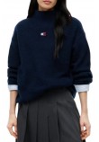 TOMMY JEANS CROP BADGE SWEATER ALPACA ΜΠΛΟΥΖΑ ΠΛΕΚΤΗ ΓΥΝΑΙΚΕΙΑ NAVY