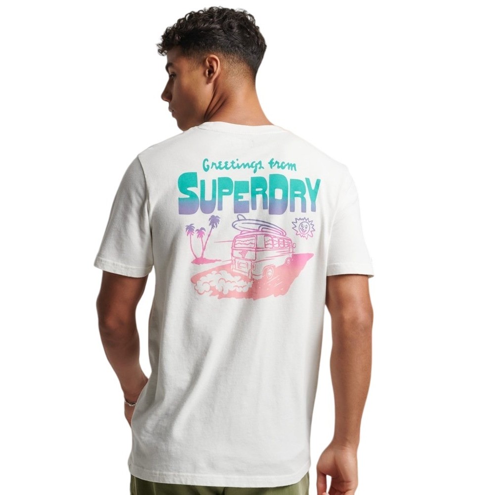 SUPERDRY D1 OVIN VINTAGE TRAVEL STICKER TEE T-SHIRT ΑΝΔΡΙΚΟ WHITE