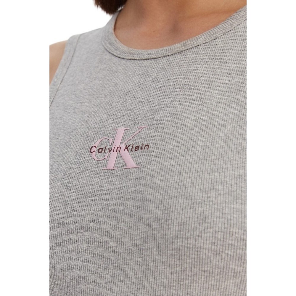 CALVIN KLEIN JEANS SL MONOLOGO BABY RIB TANK MIDI ΦΟΡΕΜΑ ΓΥΝΑΙΚΕΙΟ GREY