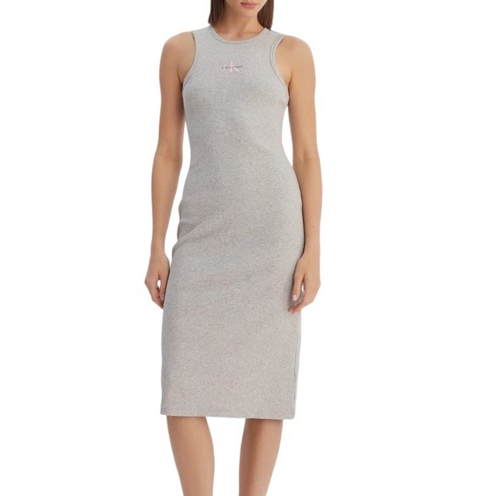 CALVIN KLEIN JEANS SL MONOLOGO BABY RIB TANK MIDI ΦΟΡΕΜΑ ΓΥΝΑΙΚΕΙΟ GREY