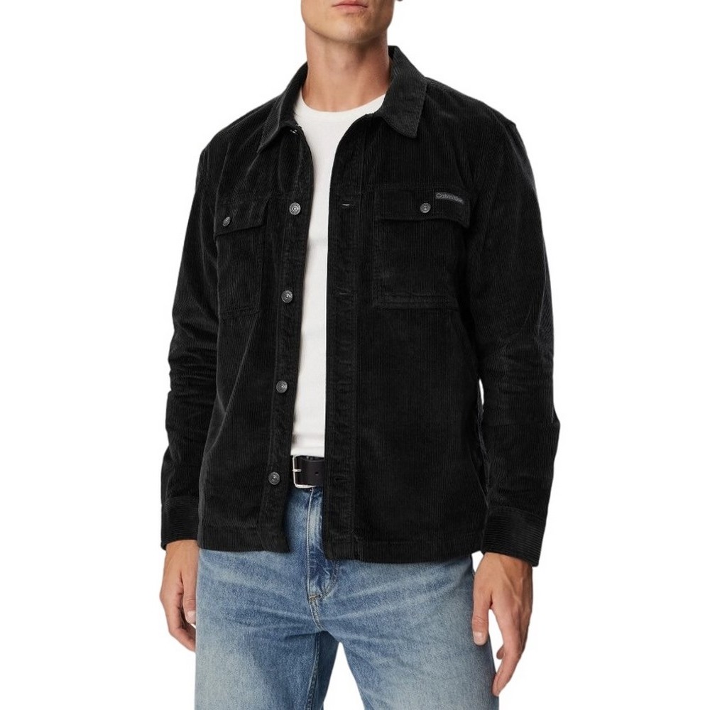 CALVIN KLEIN JEANS CORDUROY EASY OVERSHIRT ΠΟΥΚΑΜΙΣΟ ΑΝΔΡΙΚΟ BLACK