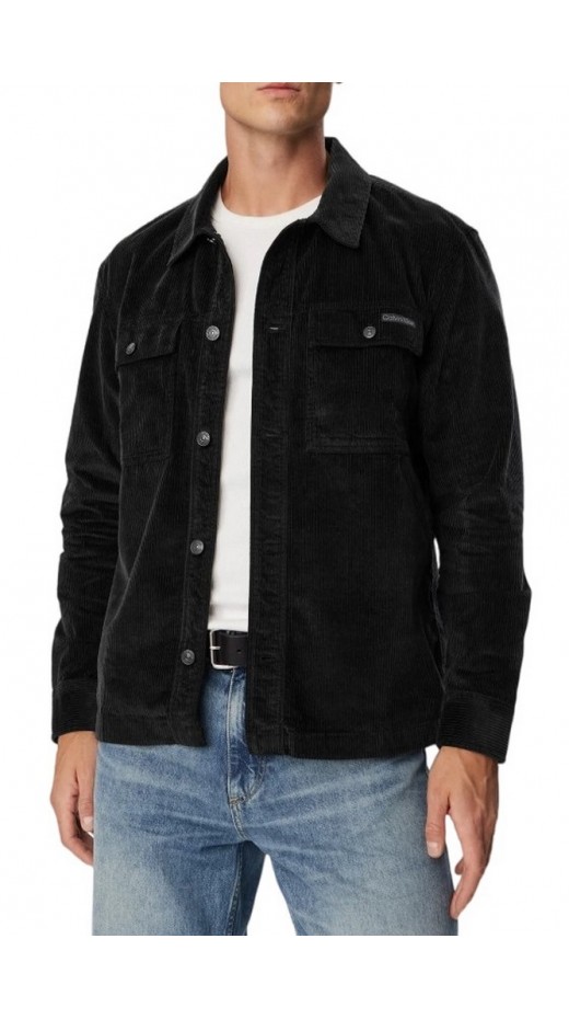 CALVIN KLEIN JEANS CORDUROY EASY OVERSHIRT ΠΟΥΚΑΜΙΣΟ ΑΝΔΡΙΚΟ BLACK