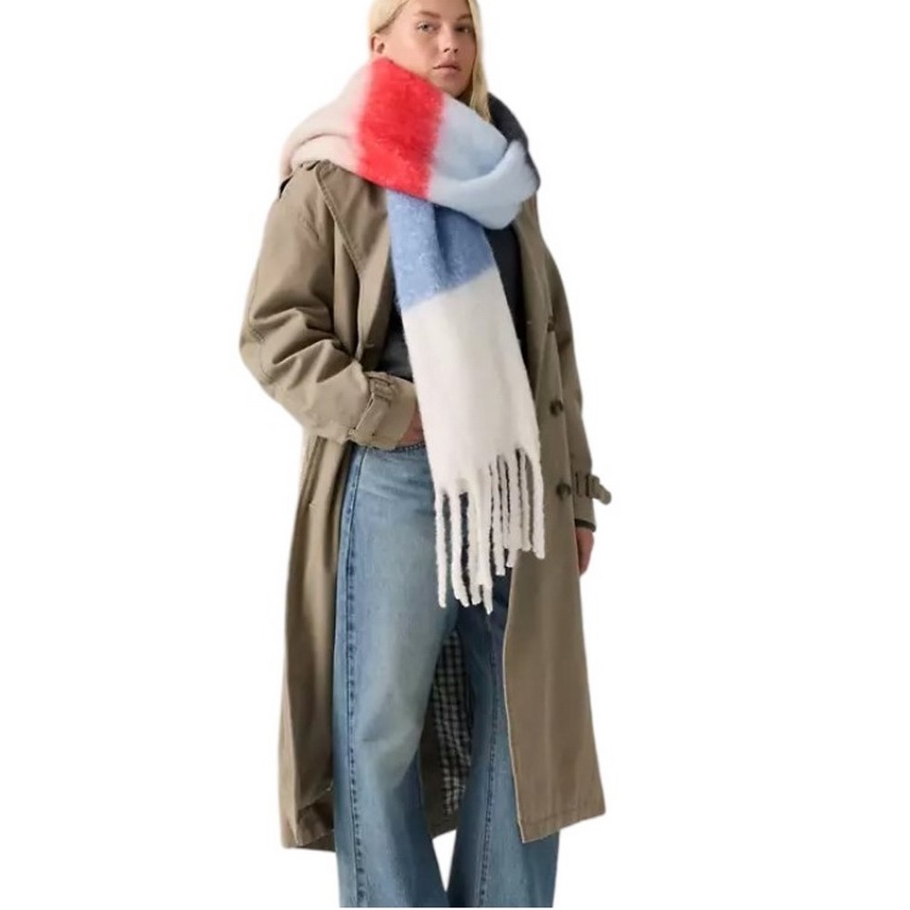 LEVIS FUZZY SCARF ΚΑΣΚΟΛ ΓΥΝΑΙΚΕΙΟ ECRU/CIEL/RED
