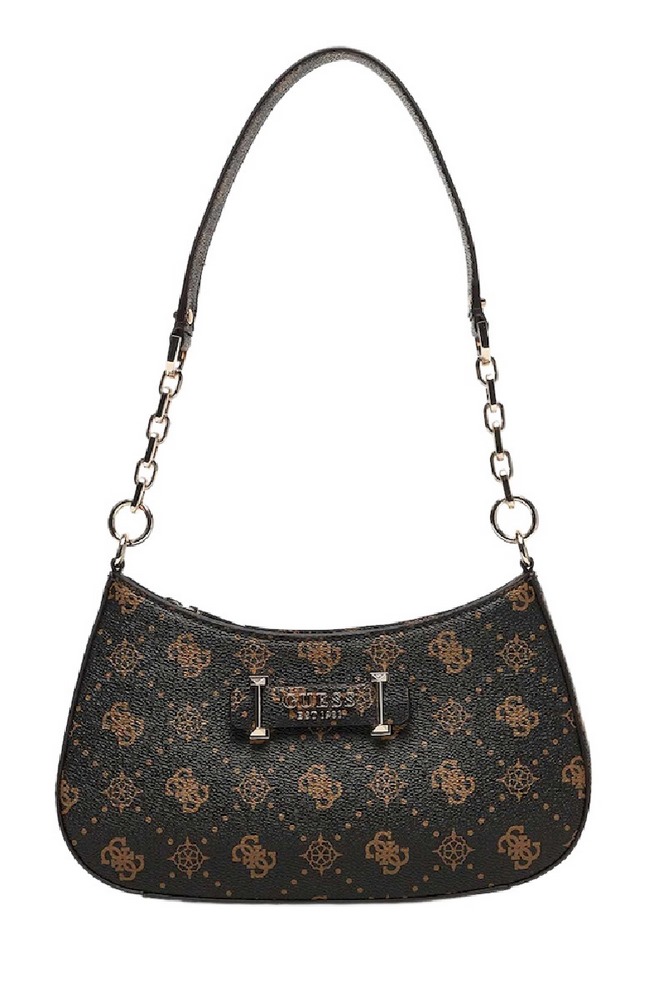 GUESS CARRIE LOGO TOP ZIP SHLDR BAG ΤΣΑΝΤΑ ΓΥΝΑΙΚΕΙΑ BROWN