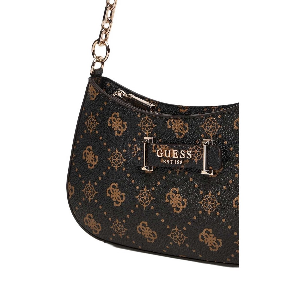 GUESS CARRIE LOGO TOP ZIP SHLDR BAG ΤΣΑΝΤΑ ΓΥΝΑΙΚΕΙΑ BROWN