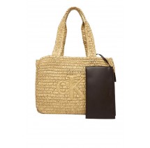 CALVIN KLEIN BOLD RAFFIA MEDIUM TOTE ΤΣΑΝΤΑ ΓΥΝΑΙΚΕΙΑ NATURAL